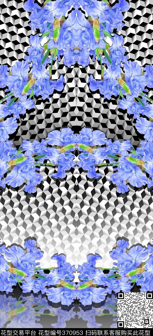 定位花卉几何数码印花华亿平台下载（图片编号: 370953） - 瓦栏（Walan）