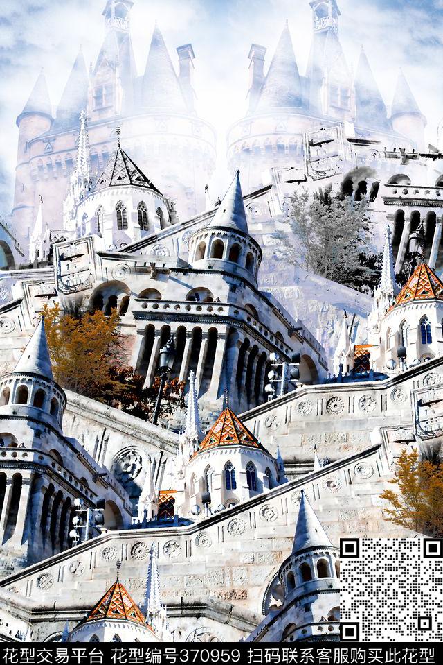 欧式建筑风景数码印花华亿平台下载（图片编号: 370959） - 瓦栏（Walan）