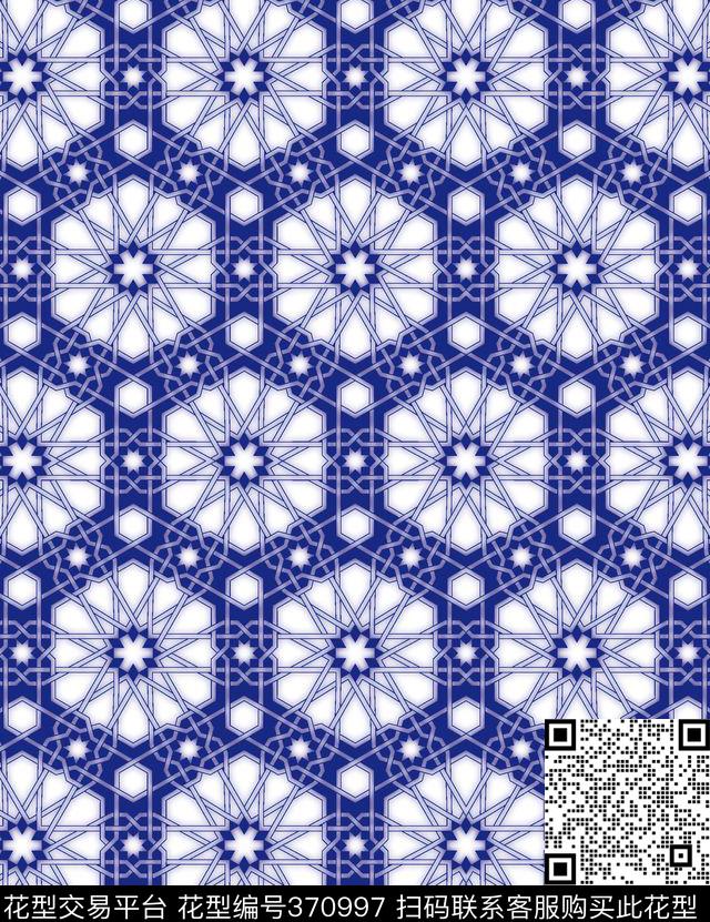 墙纸青花靛蓝传统印花华亿平台下载（图片编号: 370997） - 瓦栏（Walan）