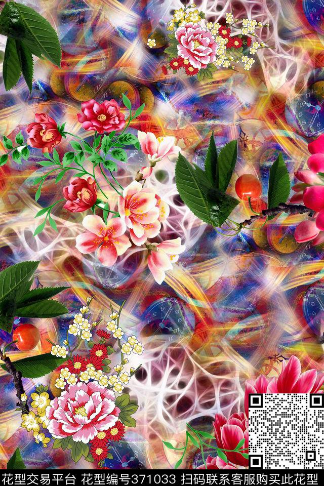 花卉炫彩肌理光晕数码印花华亿平台下载（图片编号: 371033） - 瓦栏（Walan）