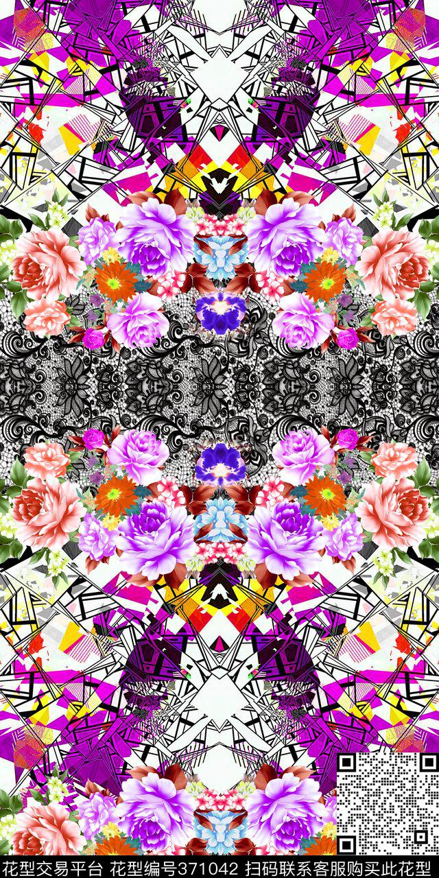 花卉蕾丝S-艺术花卉/Art数码印花华亿平台下载（图片编号: 371042） - 瓦栏（Walan）