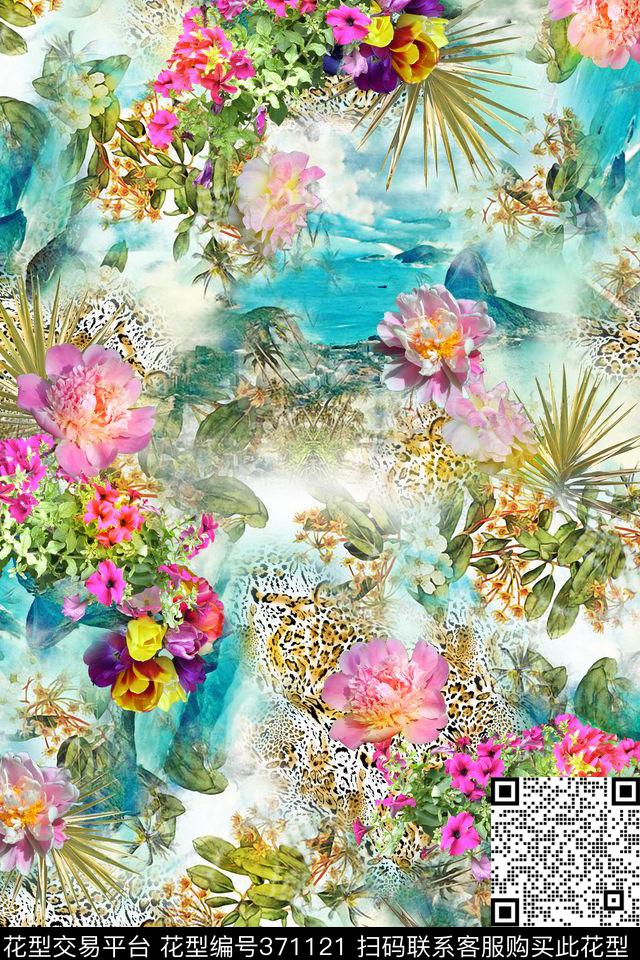 热带风纹豹棕榈树数码印花华亿平台下载（图片编号: 371121） - 瓦栏（Walan）
