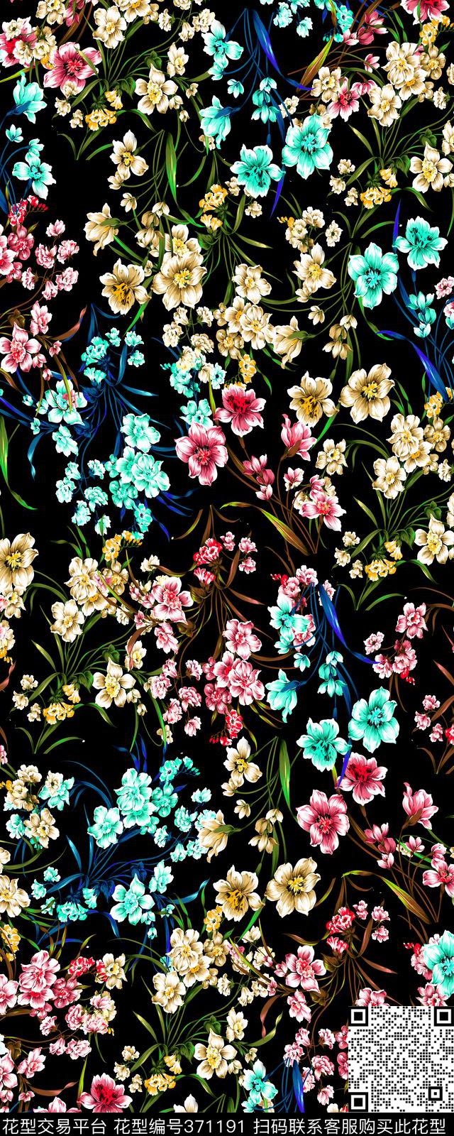 清新水仙花植物花卉数码印花华亿平台下载（图片编号: 371191） - 瓦栏（Walan）