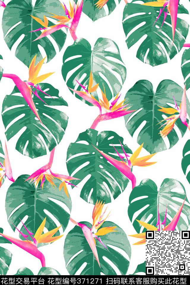 热带植物热带花卉数码印花华亿平台下载（图片编号: 371271） - 瓦栏（Walan）