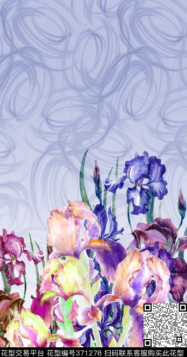 定位渐变兰花数码印花华亿平台下载（图片编号: 371278） - 瓦栏（Walan）