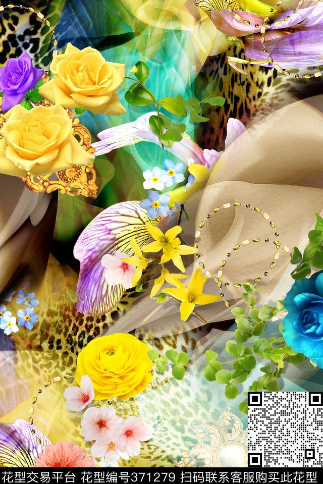 数码大气立体女装花卉花卉花卉组合数码印花华亿平台下载（图片编号: 371279） - 瓦栏（Walan）