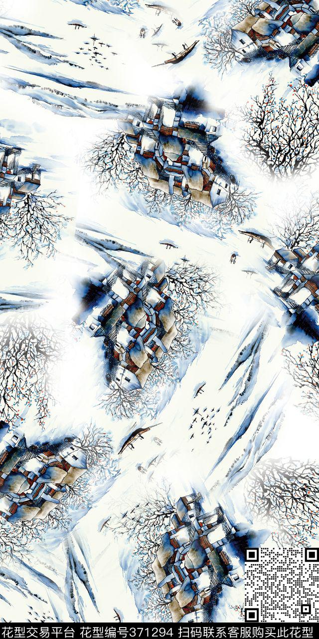 清新手绘手绘花卉数码印花华亿平台下载（图片编号: 371294） - 瓦栏（Walan）