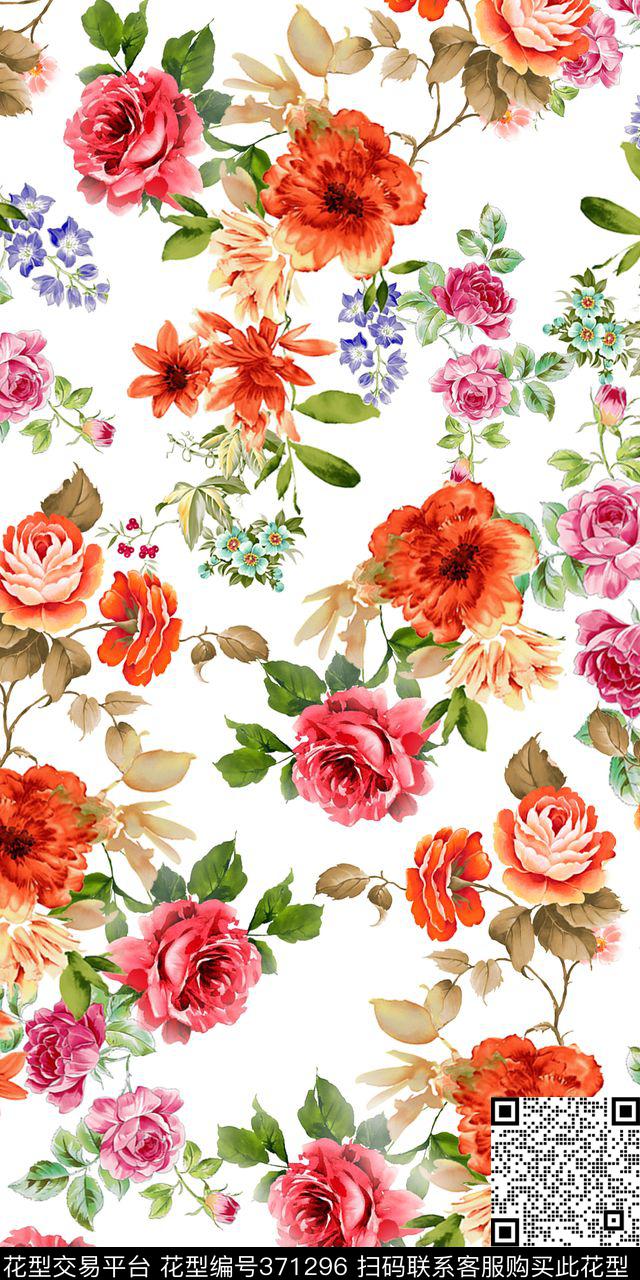 花卉清新田园风数码印花华亿平台下载（图片编号: 371296） - 瓦栏（Walan）