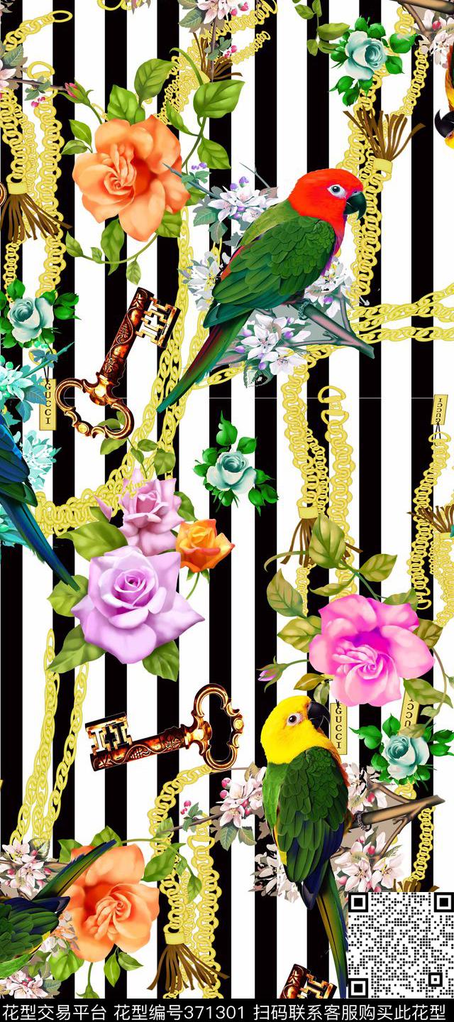 长方丝巾四方连续欧式宫廷数码印花华亿平台下载（图片编号: 371301） - 瓦栏（Walan）