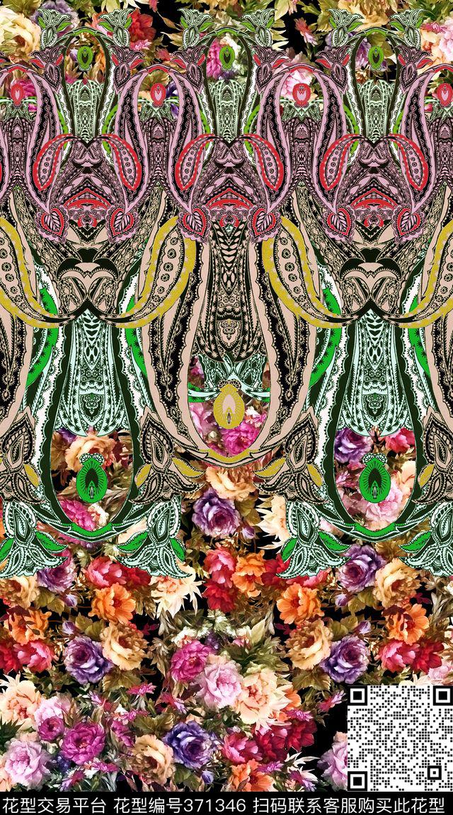 手绘花卉佩斯利手绘水彩花、佩斯利数码印花华亿平台下载（图片编号: 371346） - 瓦栏（Walan）