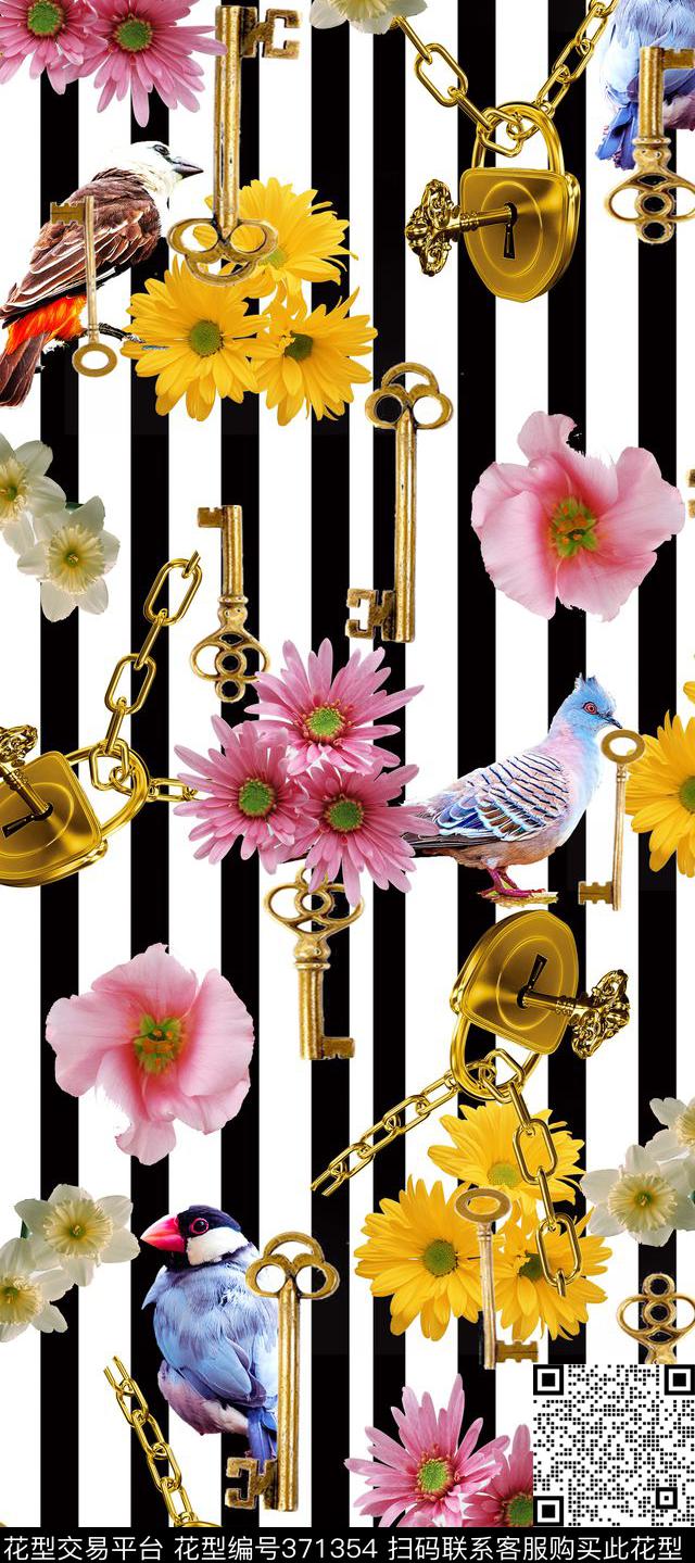 长方丝巾四方连续欧式宫廷数码印花华亿平台下载（图片编号: 371354） - 瓦栏（Walan）