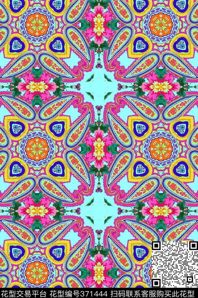 腰果欧式花纹佩斯利传统印花华亿平台下载（图片编号: 371444） - 瓦栏（Walan）