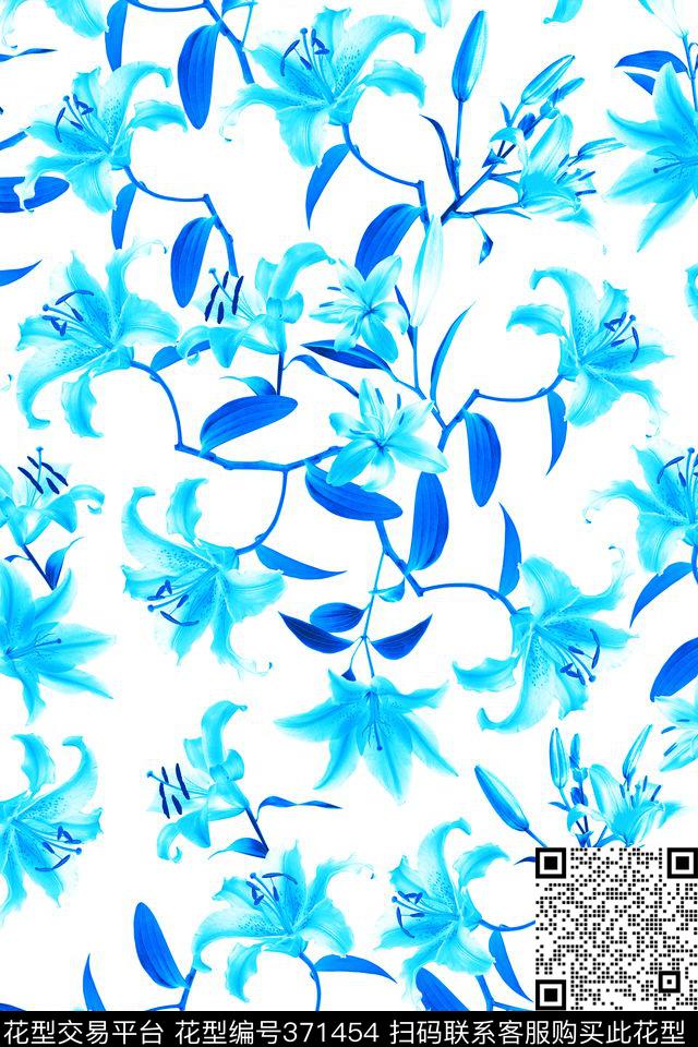 百合花热带风情传统印花华亿平台下载（图片编号: 371454） - 瓦栏（Walan）