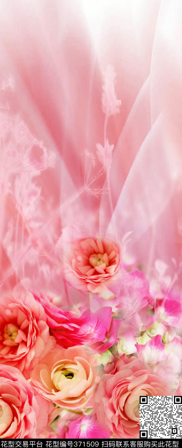 数码定位花卉围巾数码印花华亿平台下载（图片编号: 371509） - 瓦栏（Walan）