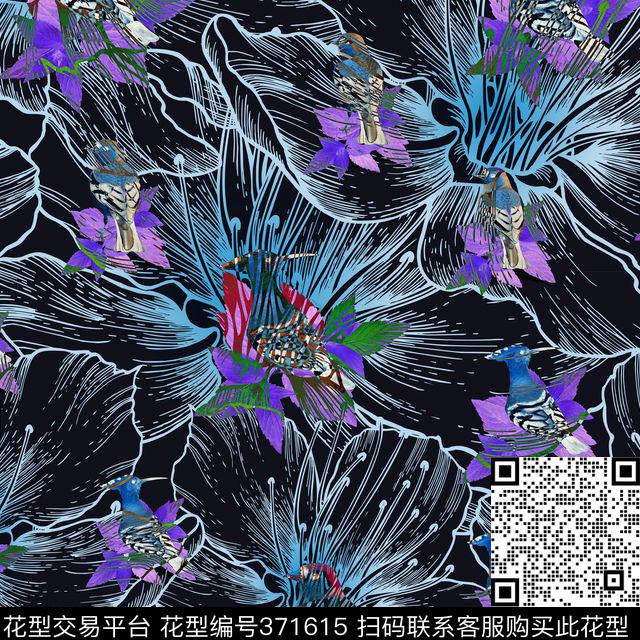 花卉鸟几何数码印花华亿平台下载（图片编号: 371615） - 瓦栏（Walan）