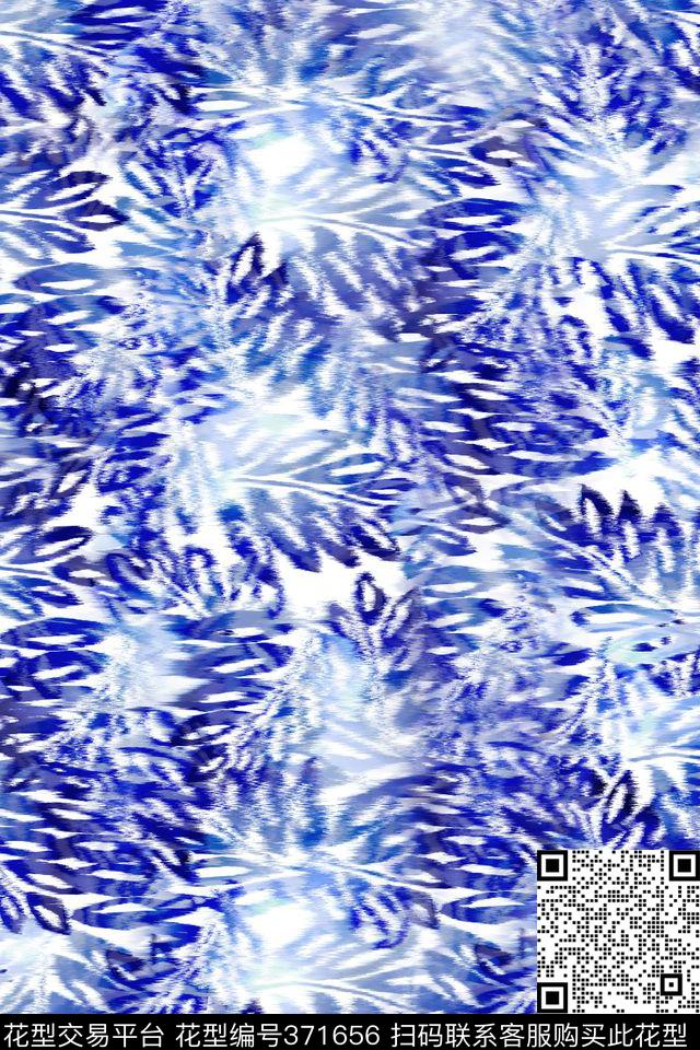 抽象树叶水彩效果数码印花华亿平台下载（图片编号: 371656） - 瓦栏（Walan）