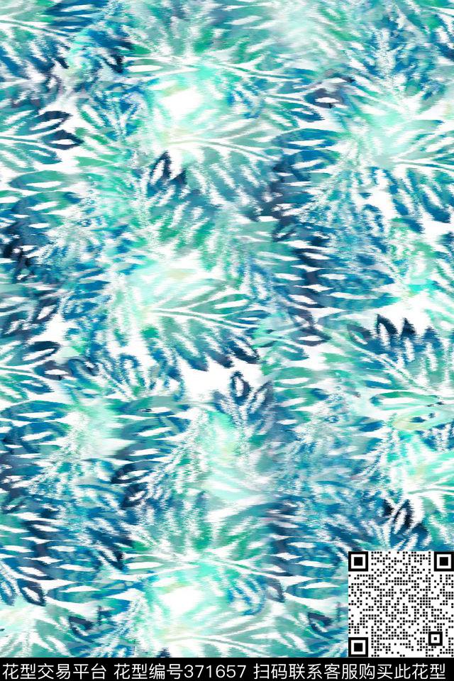 抽象树叶水彩效果数码印花华亿平台下载（图片编号: 371657） - 瓦栏（Walan）