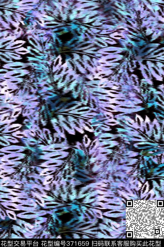 抽象树叶水彩效果数码印花华亿平台下载（图片编号: 371659） - 瓦栏（Walan）