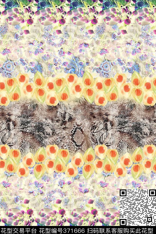 田园风花卉传统印花华亿平台下载（图片编号: 371666） - 瓦栏（Walan）