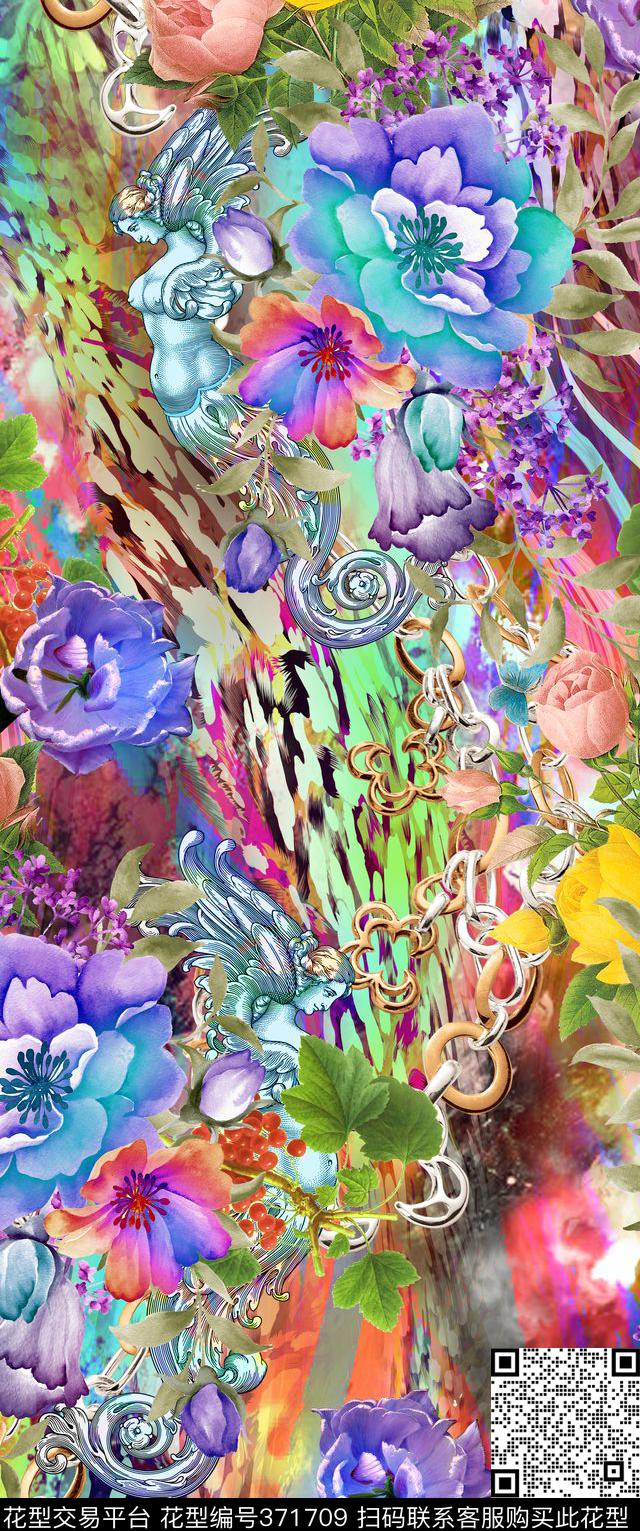 多彩项链花卉数码印花华亿平台下载（图片编号: 371709） - 瓦栏（Walan）