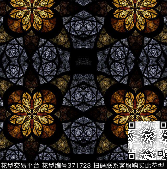 抽象万花筒趣味图案数码印花华亿平台下载（图片编号: 371723） - 瓦栏（Walan）