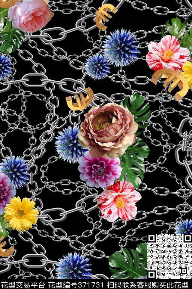 花卉链条简约数码印花华亿平台下载（图片编号: 371731） - 瓦栏（Walan）