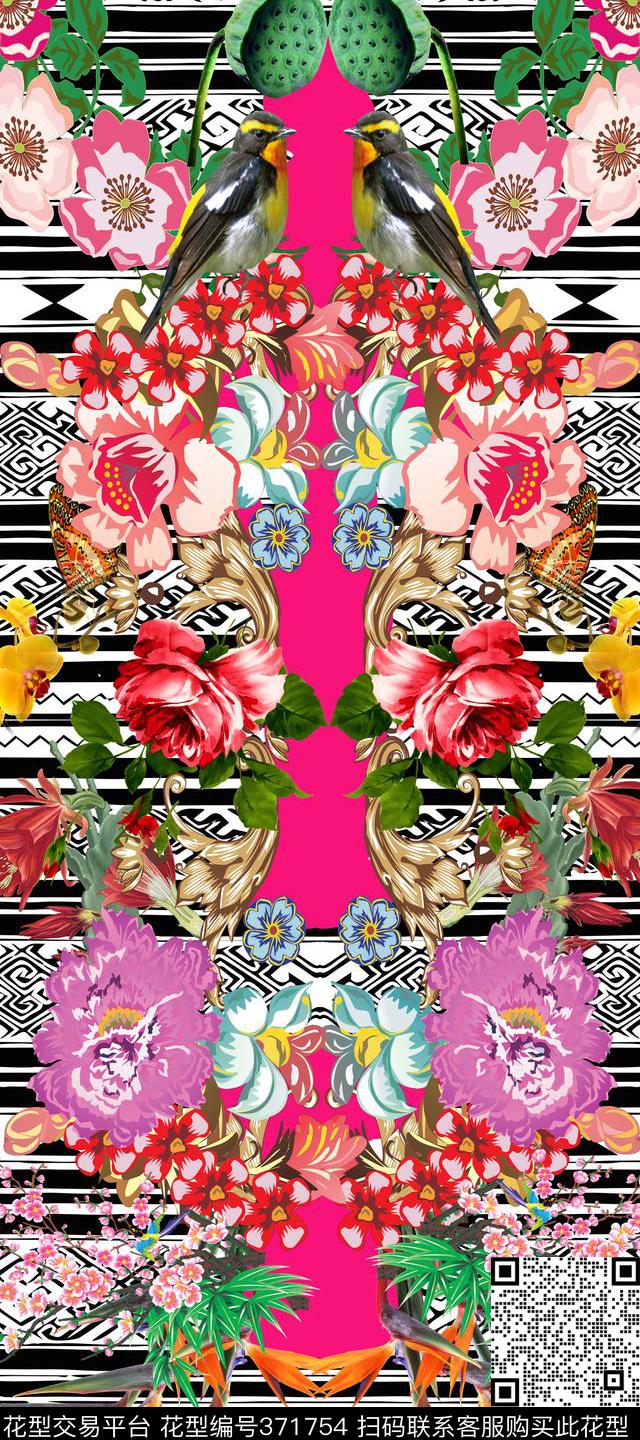 服装几何民族彩绘花卉数码印花华亿平台下载（图片编号: 371754） - 瓦栏（Walan）