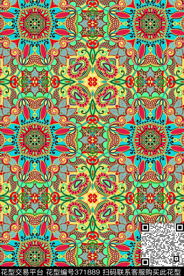 几何纹样花形几何纹样几何传统印花华亿平台下载（图片编号: 371889） - 瓦栏（Walan）