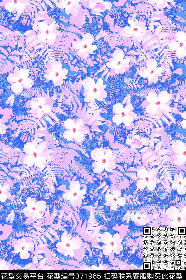 热带植物手绘花卉数码印花华亿平台下载（图片编号: 371965） - 瓦栏（Walan）