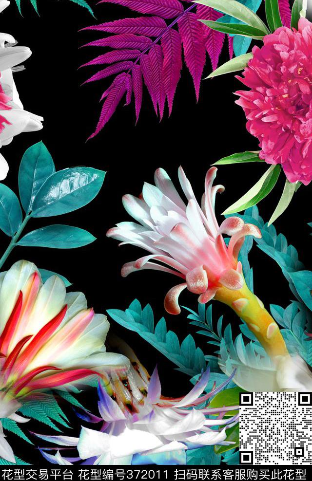 花卉热带花卉热带风情数码印花华亿平台下载（图片编号: 372011） - 瓦栏（Walan）