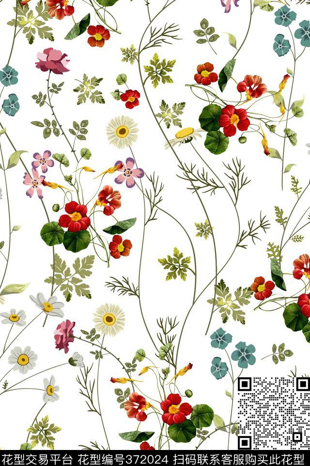 清新小碎花田园风数码印花华亿平台下载（图片编号: 372024） - 瓦栏（Walan）