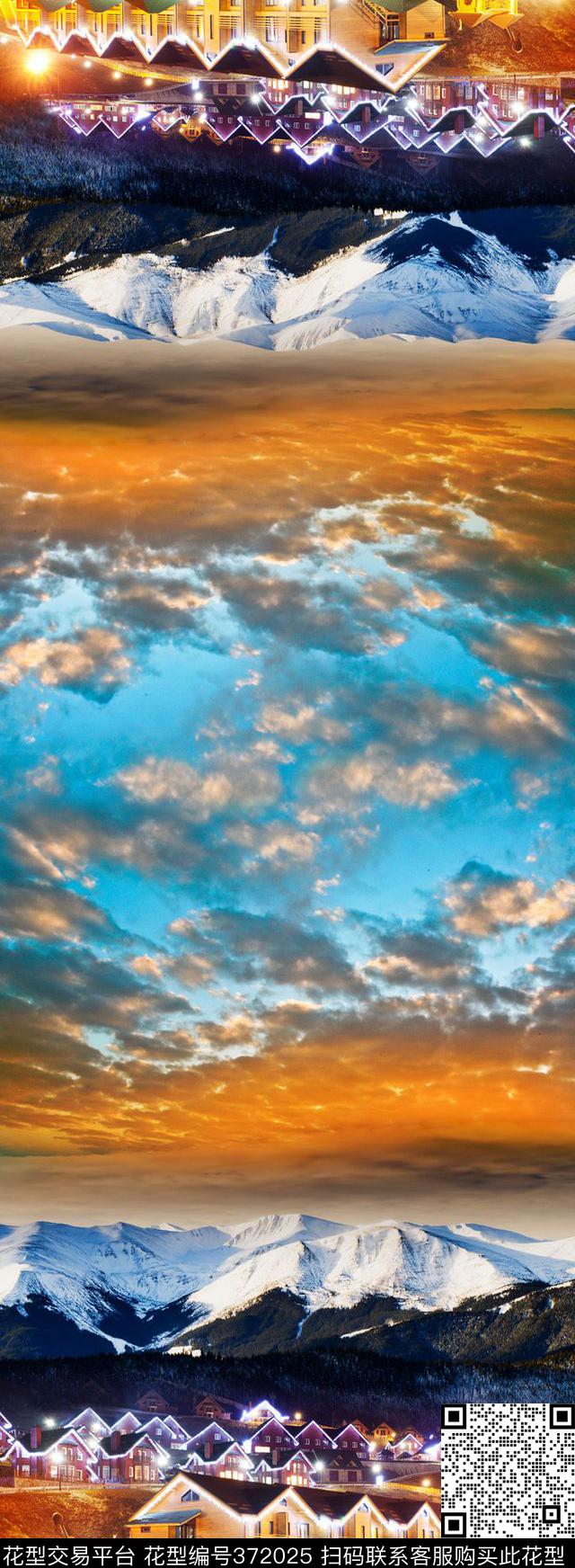 数码定位风景河流围巾数码印花华亿平台下载（图片编号: 372025） - 瓦栏（Walan）