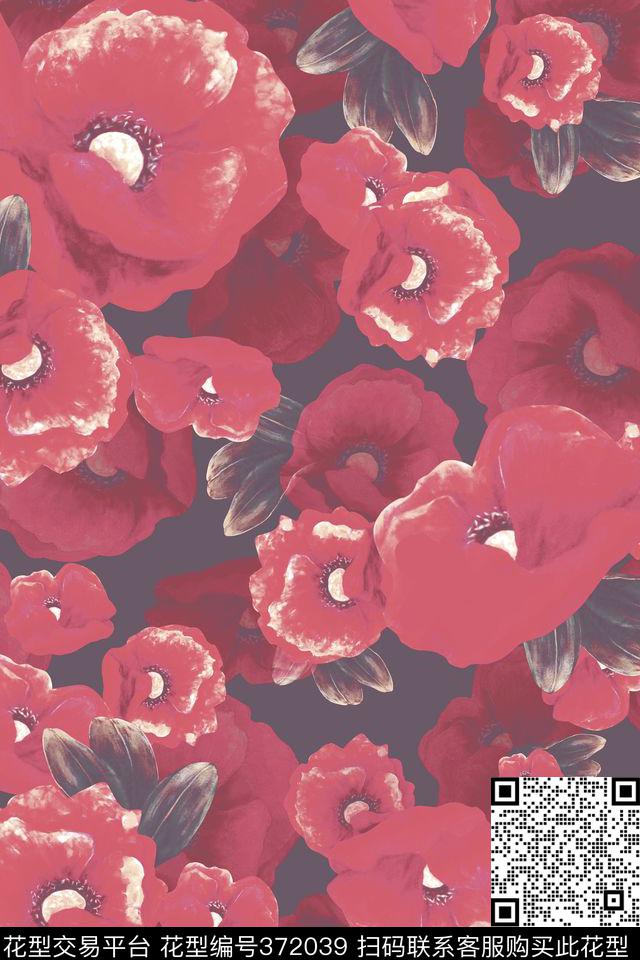 热带花卉手绘数码印花华亿平台下载（图片编号: 372039） - 瓦栏（Walan）