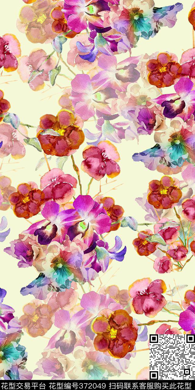 花卉数码印花华亿平台下载（图片编号: 372049） - 瓦栏（Walan）