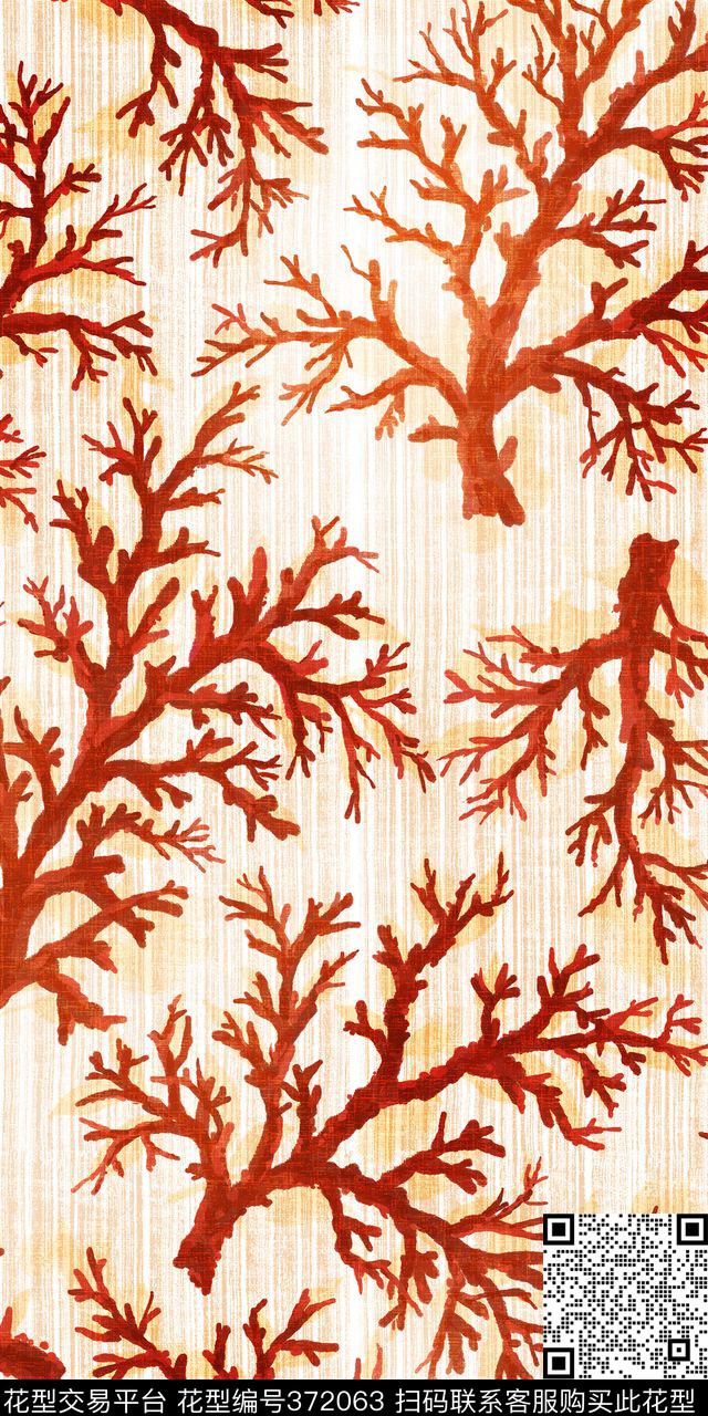 流行时尚热带水彩数码印花华亿平台下载（图片编号: 372063） - 瓦栏（Walan）