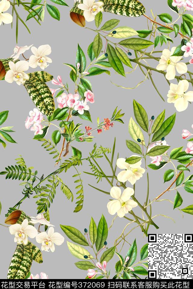 高端大气数码男装女装花卉花卉兰花热带男装女装流行时尚花等数码印花华亿平台下载（图片编号: 372069） - 瓦栏（Walan）