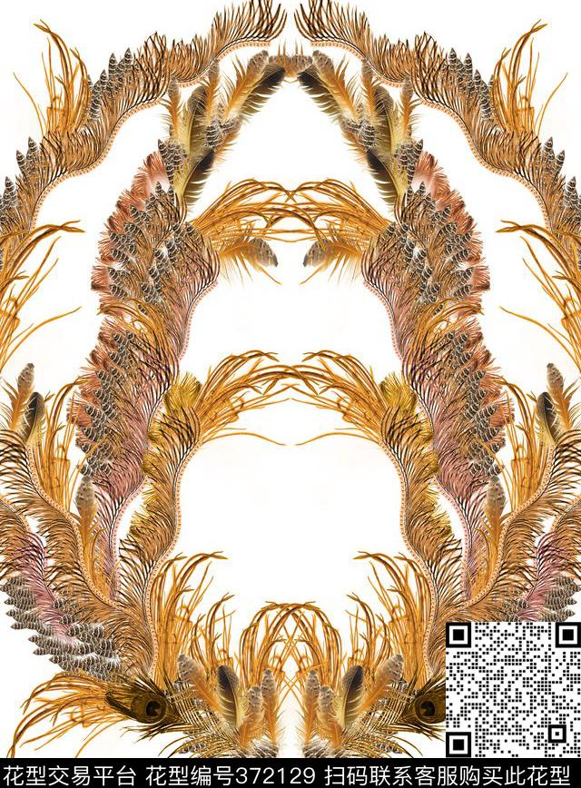 丝巾大牌羽毛数码印花华亿平台下载（图片编号: 372129） - 瓦栏（Walan）