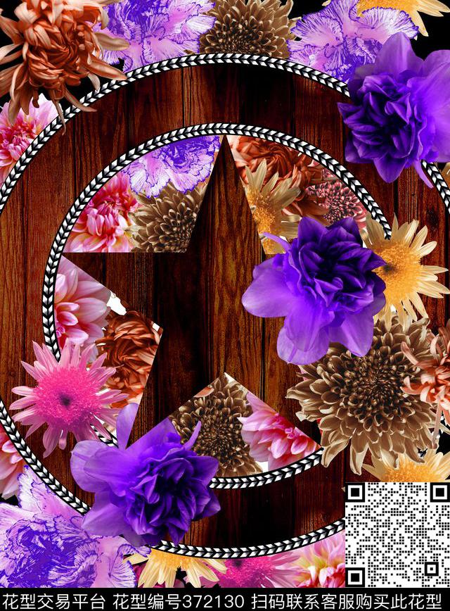 大牌丝巾菊花五角星数码印花华亿平台下载（图片编号: 372130） - 瓦栏（Walan）