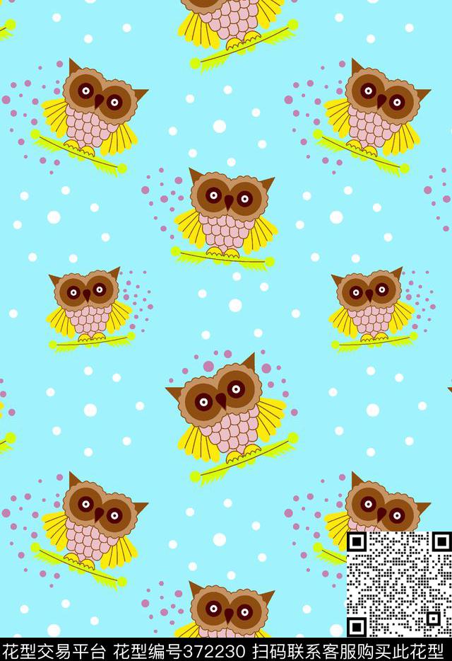 动物猫头鹰卡通传统印花华亿平台下载（图片编号: 372230） - 瓦栏（Walan）