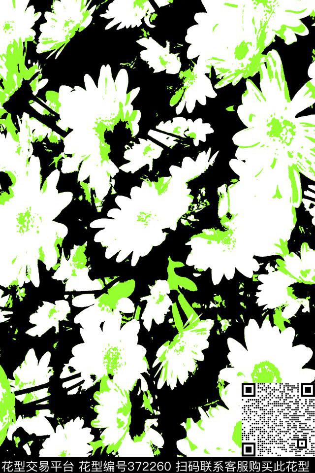 小雏菊手绘写意传统印花华亿平台下载（图片编号: 372260） - 瓦栏（Walan）