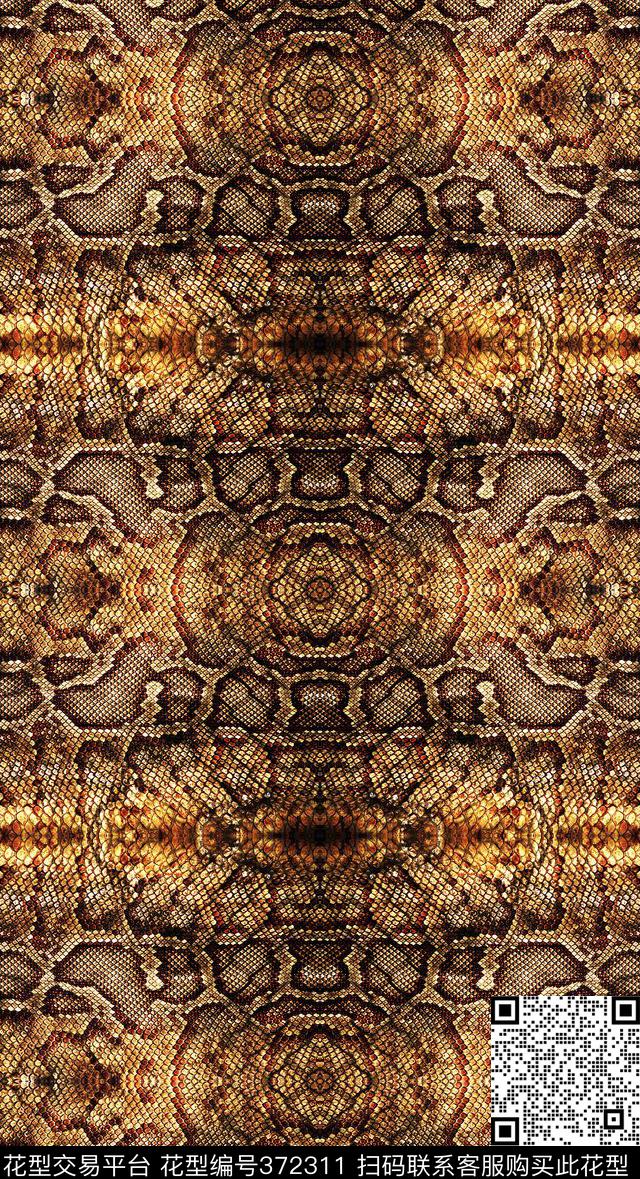 蛇皮动物纹肌理传统印花华亿平台下载（图片编号: 372311） - 瓦栏（Walan）