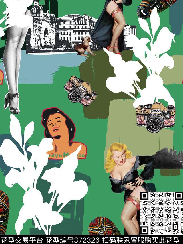 玛莉莲梦露建筑文艺数码印花华亿平台下载（图片编号: 372326） - 瓦栏（Walan）