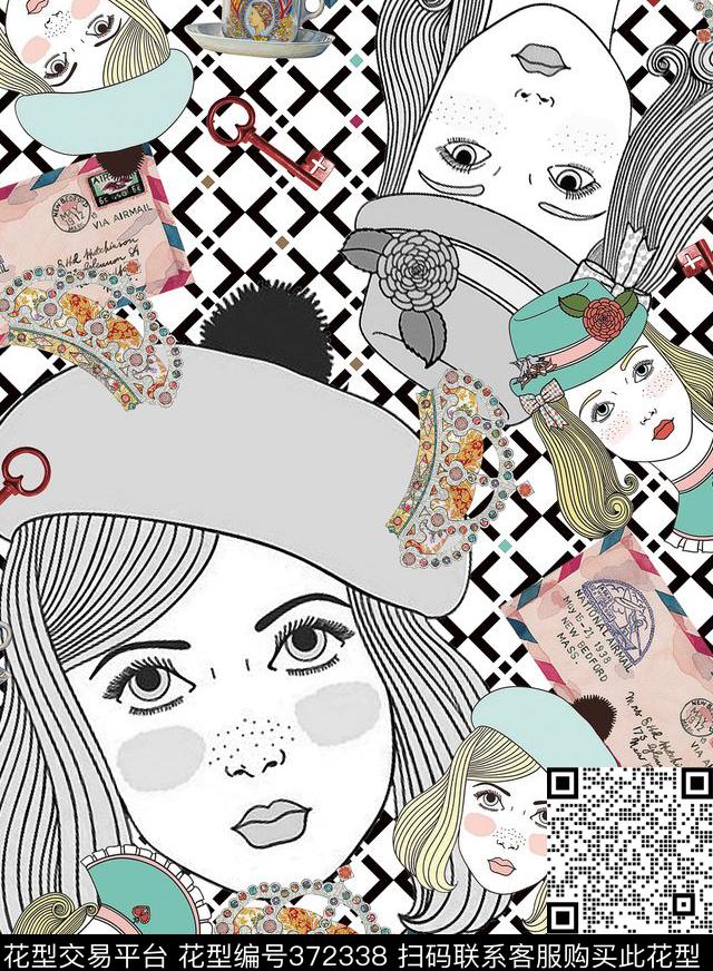 英伦复古人物传统印花华亿平台下载（图片编号: 372338） - 瓦栏（Walan）