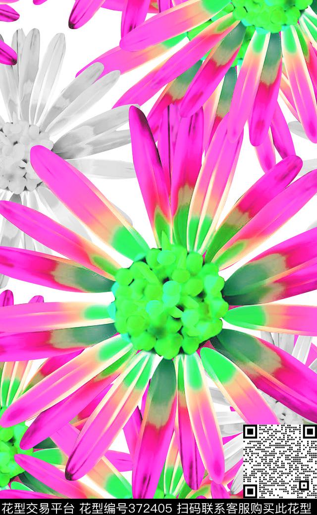 雏菊花卉时尚花卉数码印花华亿平台下载（图片编号: 372405） - 瓦栏（Walan）