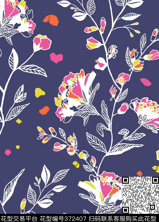 花朵花卉flowers传统印花华亿平台下载（图片编号: 372407） - 瓦栏（Walan）