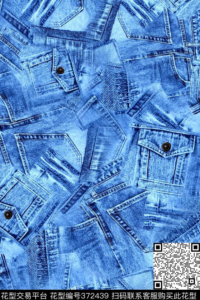 时尚牛仔肌理数码印花华亿平台下载（图片编号: 372439） - 瓦栏（Walan）