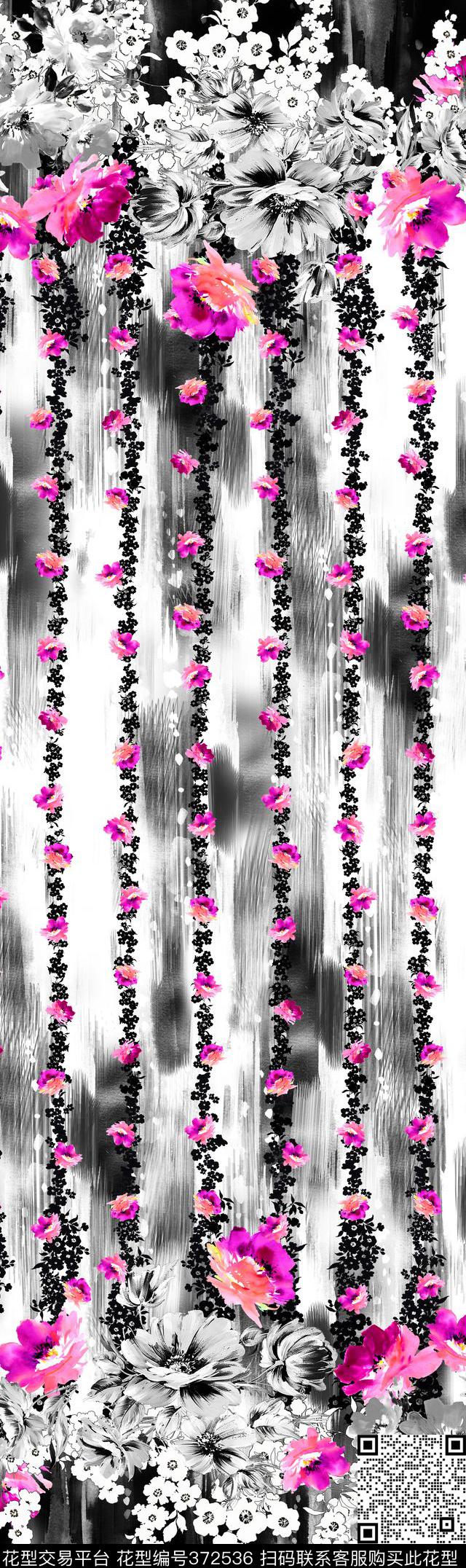 定位黑白灰小花数码印花华亿平台下载（图片编号: 372536） - 瓦栏（Walan）