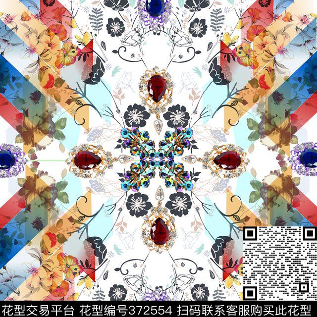 几何宝石色彩数码印花华亿平台下载（图片编号: 372554） - 瓦栏（Walan）