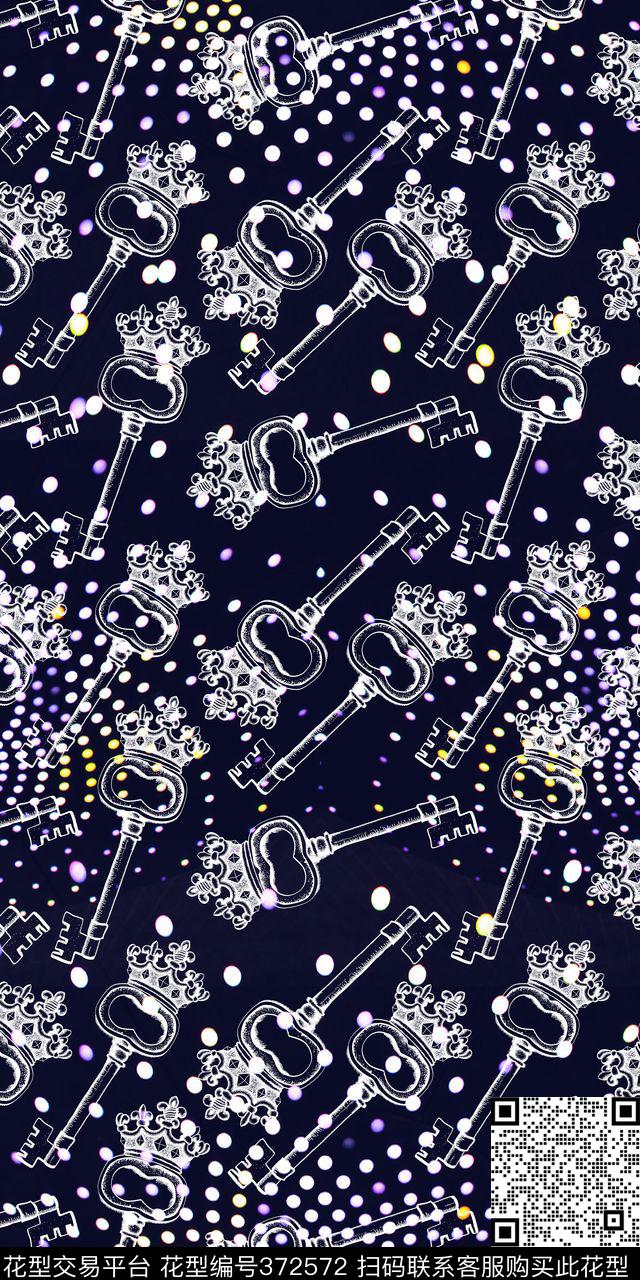 复古钥匙圆点传统印花华亿平台下载（图片编号: 372572） - 瓦栏（Walan）