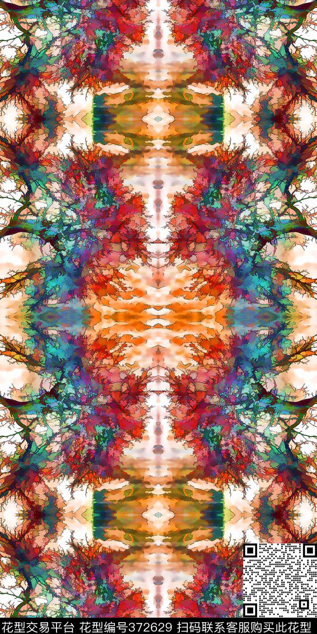 抽象色彩线条数码印花华亿平台下载（图片编号: 372629） - 瓦栏（Walan）